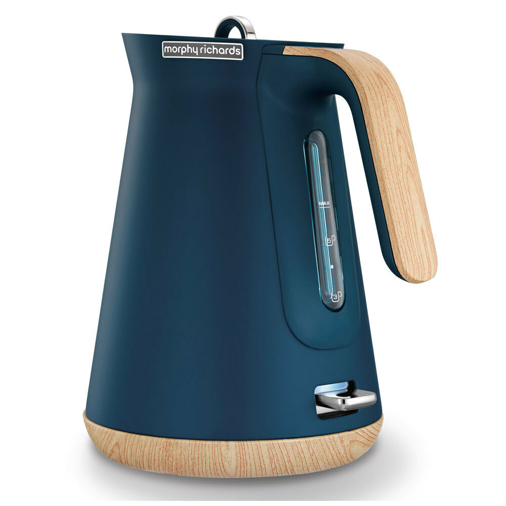 Morphy Richards Scandi Deep Blue 4 Slice Toaster/Cordless Kettle Wood ...